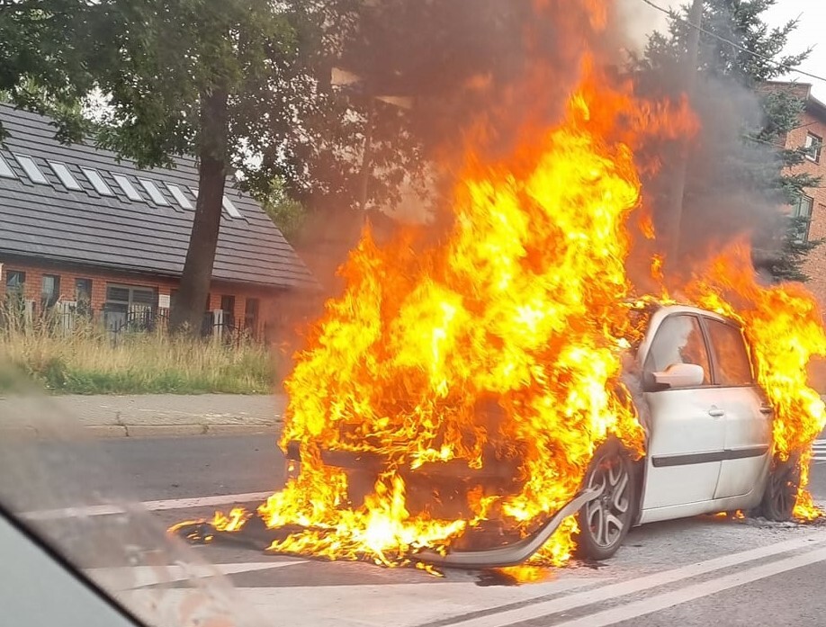 Pozar samochodu ruda slaska